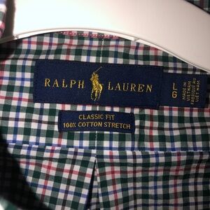 Polo Ralph Lauren Classic Fit button down long sleeve Shirt green/red checkere L